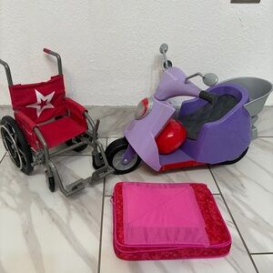 American Girl Purple and Red Scooter with Sidecar